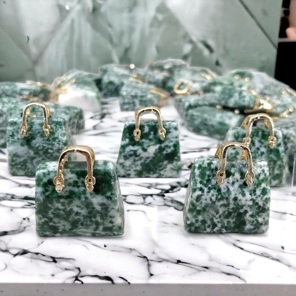 NEPHRITE Qinghai Jade Carved Crystal Handbag Purse